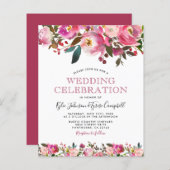 Budget Rosa Peony Floral Wedding Einladung (Vorne/Hinten)