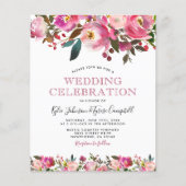 Budget Rosa Peony Floral Wedding Einladung (Vorderseite)
