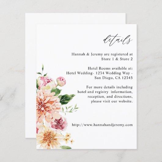 Budget Rosa & Pfirsichblüten & Grünflächen Details (Vorne/Hinten)