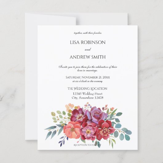 Budget Rosa & Pflaume Tropisches Weiß 2 Hochzeit (Vorderseite)