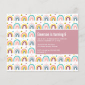 BUDGET Rosa Rainbows Geburtstagsparty Einladung (Vorderseite)