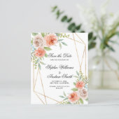 BUDGET Rosa Rosa und Goldrahmen Save the Date (Stehend Vorderseite)