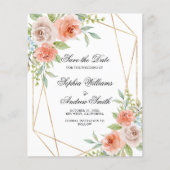 BUDGET Rosa Rosa und Goldrahmen Save the Date (Vorderseite)