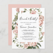 Budget Rosa Rose Blumenbrunch Einladung (Vorne/Hinten)