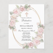 Budget Rosa Rose Blumendekoriation Einladung (Vorderseite)