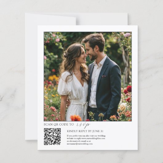 Budget Rosa Rose Floral Wasserfarbe QR Code Hochze (Rückseite)