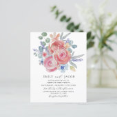 Budget Rosa Rose Floral Wasserfarbe QR Code Hochze (Stehend Vorderseite)