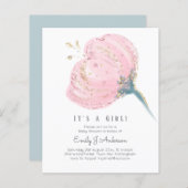 BUDGET Rosa Rose Glitzer mit Girl Baby Dusche (Vorne/Hinten)