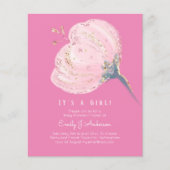 BUDGET Rosa Rose Glitzer mit Girl Baby Dusche (Vorderseite)