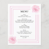Budget Rosa Rose Hochzeitsmenü (Vorderseite)