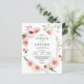 Budget Rosa Rose & Peonies Einladung (Stehend Vorderseite)