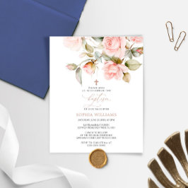 Budget Rosa Rose und Grüne Taufe Einladung