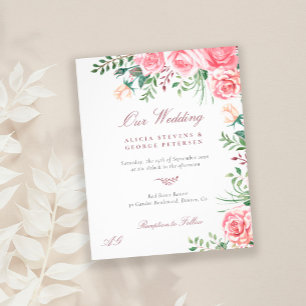 Budget Rosa Rosen elegante Hochzeitseinladung Flyer