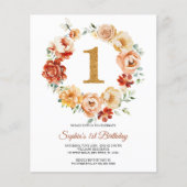 Budget Rosa & Rote Kleider 1. Geburtstag Einladung (Vorderseite)