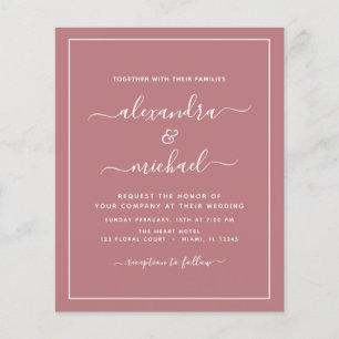 Budget Rosa Staub Hochzeit mit Foto-Einladung Fl Flyer