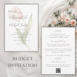 Budget Rosa Tulpen Blumen Salbei Elegante Hochzeit Einladung