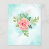 Budget Rosa Türkis Blumenzwiebeln Einladung (Rückseite)