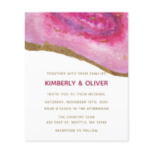 Budget Rosa und Gold Agate Hochzeitseinladung