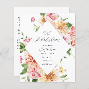 Budget Rosa und Pfirsichblüten und grünes Brautpar