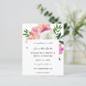 Budget Rosa und Weiß Graue Blüten Save the Date 2 (Stehend Vorderseite)