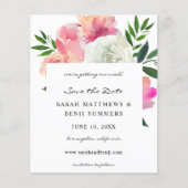 Budget Rosa und Weiß Graue Blüten Save the Date 2 (Vorderseite)
