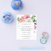 Budget Rosa und Weiß Graue Blüten Save the Date V2 Flyer (Einzeln)