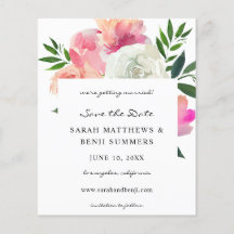 Budget Rosa und Weiß Graue Blüten Save the Date V2