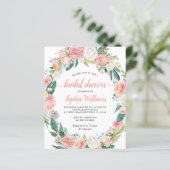 Budget Rosa und Weiß Rose Bridal Dusche Einladung (Stehend Vorderseite)