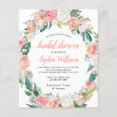 Budget Rosa und Weiß Rose Bridal Dusche Einladung (Vorderseite)