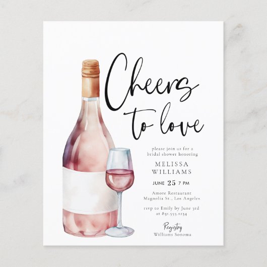 Budget Rosa Wein Anfeuert Liebe Brautparty (Vorderseite)