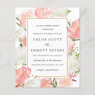 Budget Rosa Weiße Blüte Rustikale Hochzeit Einladu