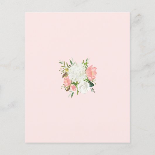 Budget Rosa Weiße Blüte Rustikale Hochzeit Einladu (Rückseite)