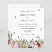 Budget Rosa Wildblumen und Schmetterlinge Hochzeit (Vorne/Hinten)