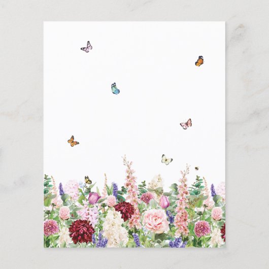 Budget Rosa Wildblumen und Schmetterlinge Hochzeit (Rückseite)