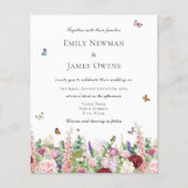 Budget Rosa Wildblumen und Schmetterlinge Hochzeit (Vorderseite)