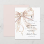 Budget Rosary Bow First Holy Communion Invitation (Vorne/Hinten)