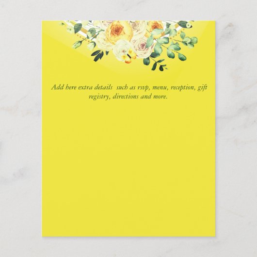 Budget. Rose auf gelbem Hintergrund Einladung (Rückseite)