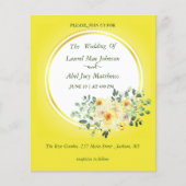 Budget. Rose auf gelbem Hintergrund Einladung (Vorderseite)