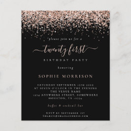 Budget Rose Glitzer 21. Party Schwarze Einladung
