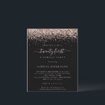 Budget Rose Glitzer 21. Party Schwarze Einladung<br><div class="desc">Eine günstige BUDGET-Alternative für eine kleinere Größe von 4, 5 x 5, 6 Zoll, die ein Gewicht von 110 lbs hat, die ähnlich dick ist wie eine Postkarte (sie ist jedoch nicht als Postkarte geeignet). BITTE BEACHTEN SIE, DASS ES EINE Einladung pro Blatt gibt. Budget Rose Glitzer Glam Girly Black...</div>