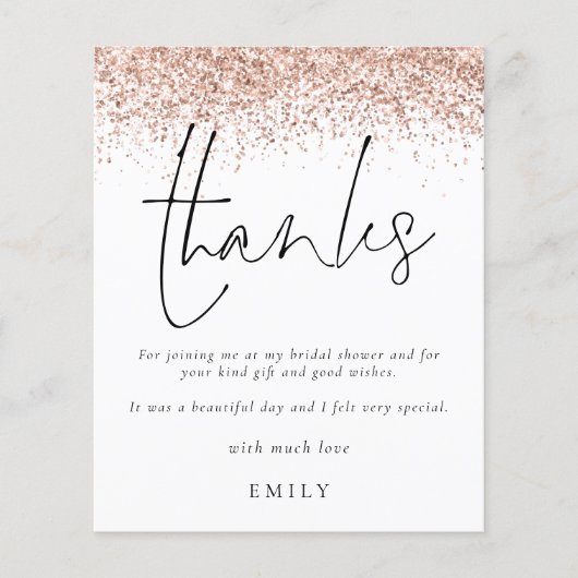 Budget Rose Glitzer Foto Brautparty Danke (Vorderseite)