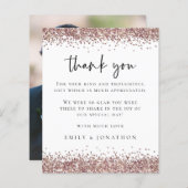 Budget Rose Glitzer Foto Wedding White Dank (Vorne/Hinten)