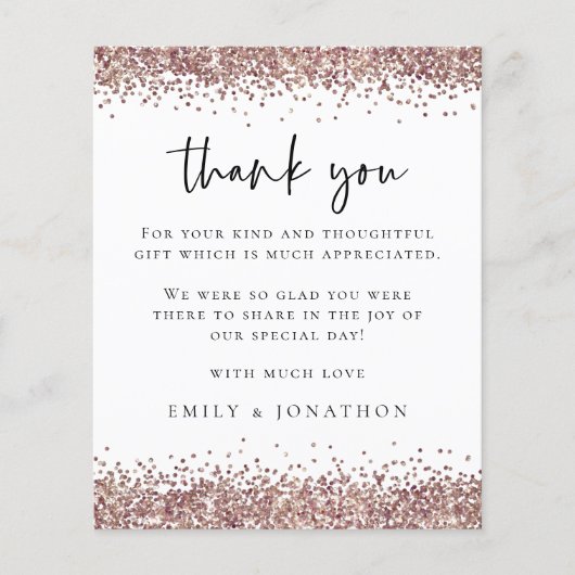 Budget Rose Glitzer Foto Wedding White Dank (Vorderseite)