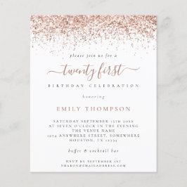 Budget Rose Glitzer Girly 21. Party Einladung