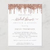 Budget Rose Glitzer Tropfen Bridal Dusche Einladun (Vorderseite)