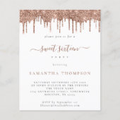 Budget Rose Glitzer Tropfen Sweet 16 Einladung (Vorderseite)