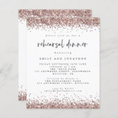 Budget Rose Glitzer Weißes Probe Einladung (Vorne/Hinten)