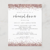 Budget Rose Glitzer Weißes Probe Einladung (Vorderseite)