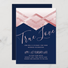 Budget Rose gold Art Deco Foil Look Navy Wedding