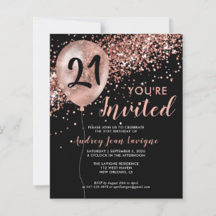 Budget Rose Gold Ballon Black 21. Geburtstag